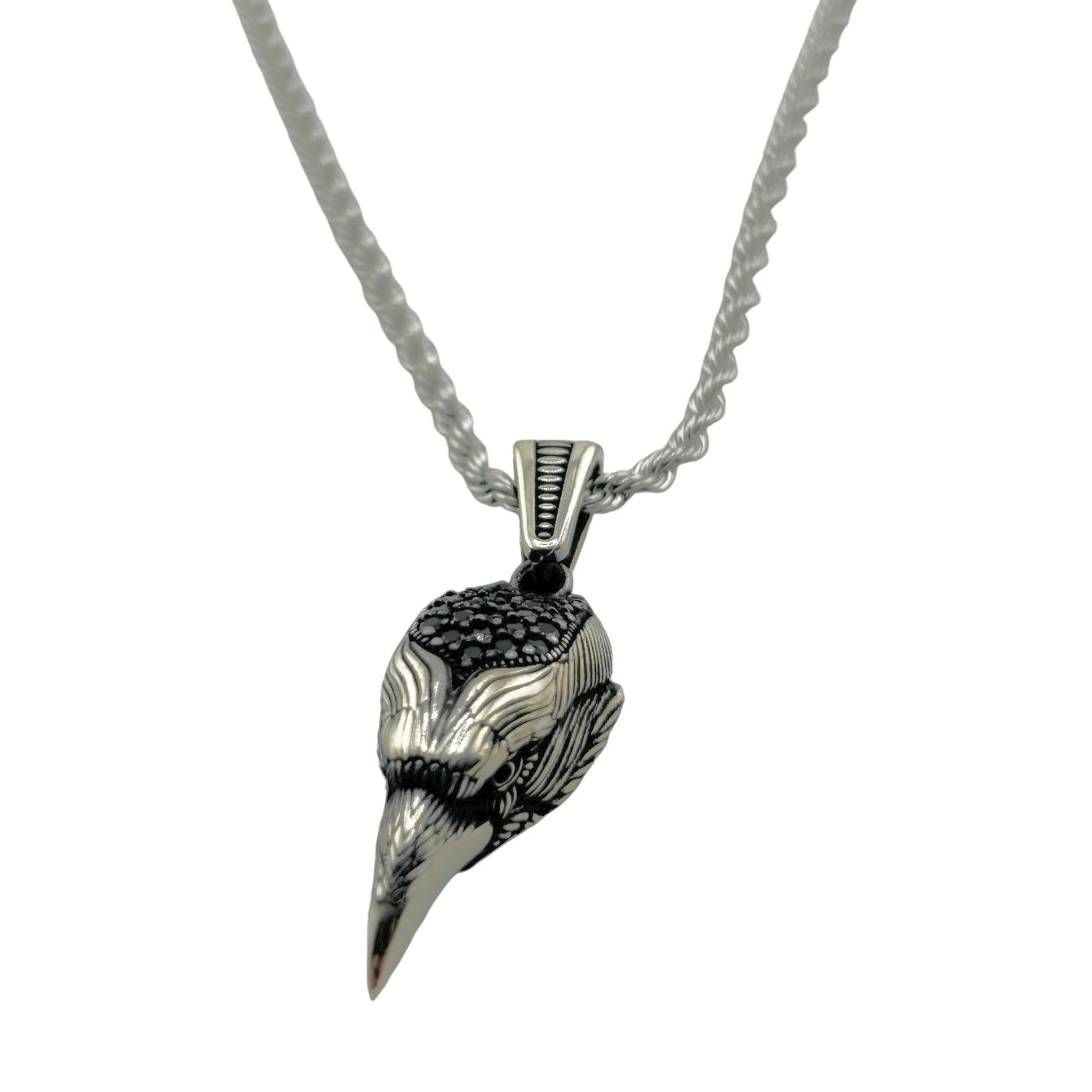 Sterling Silver CZ Eagle Head Mens Pendant