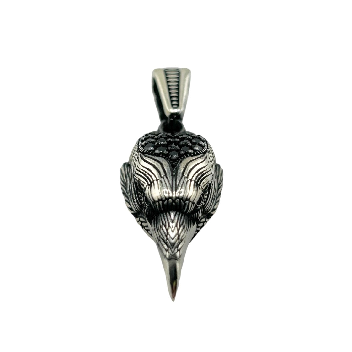 Sterling Silver CZ Eagle Head Mens Pendant