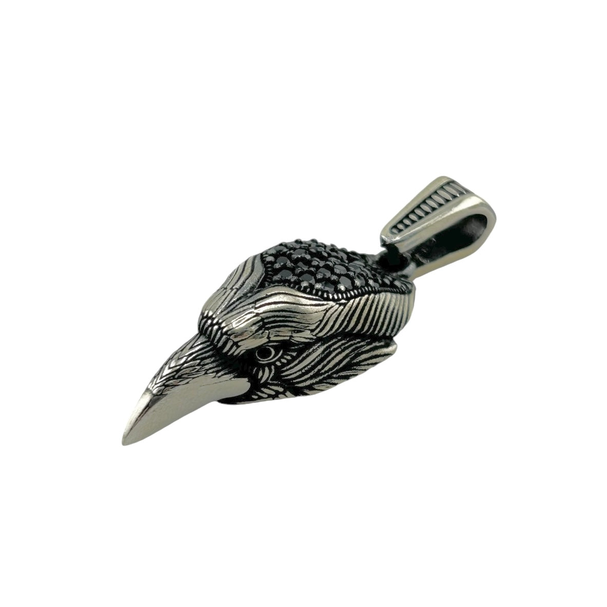Sterling Silver CZ Eagle Head Mens Pendant