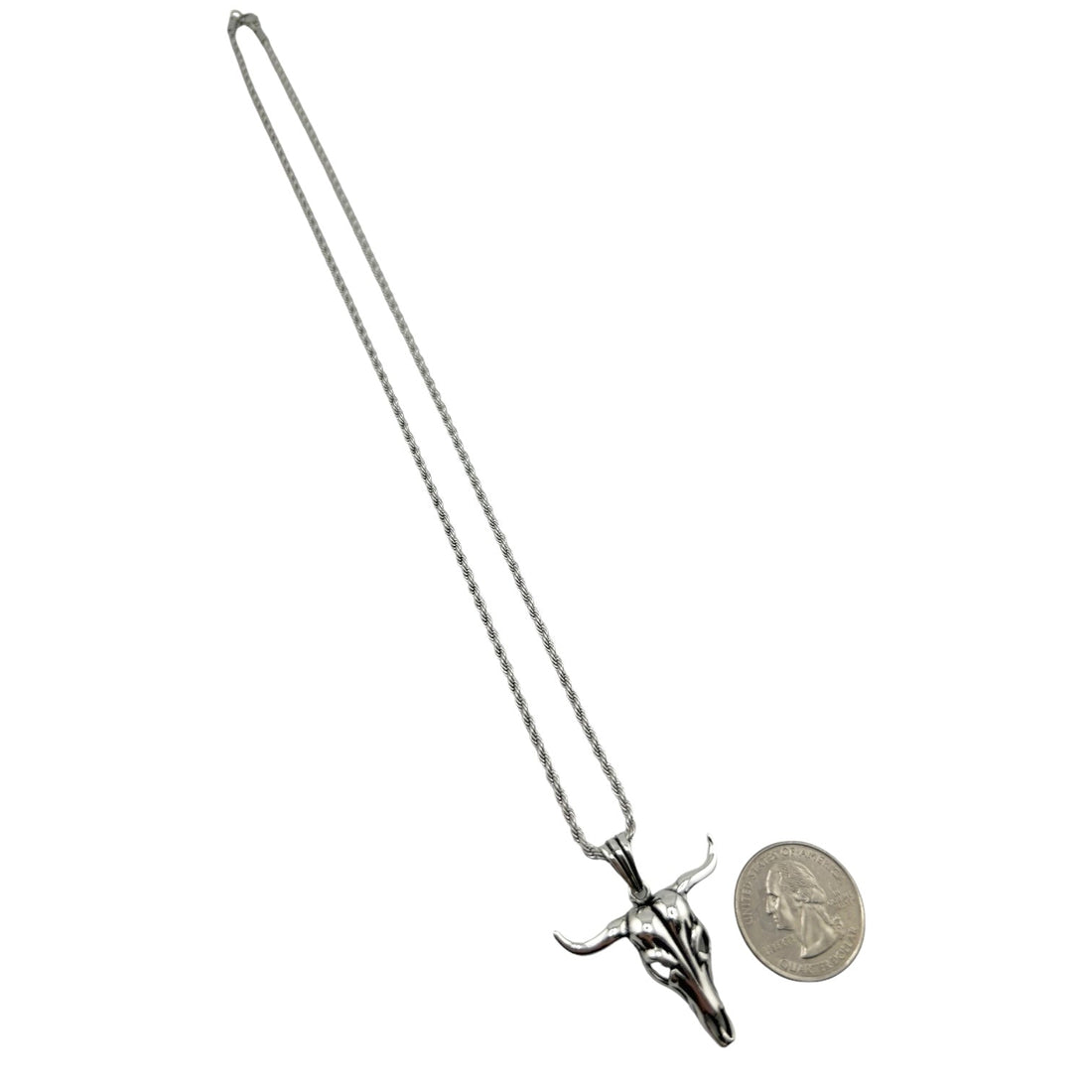 Sterling Silver Longhorn Skull Mens Pendant