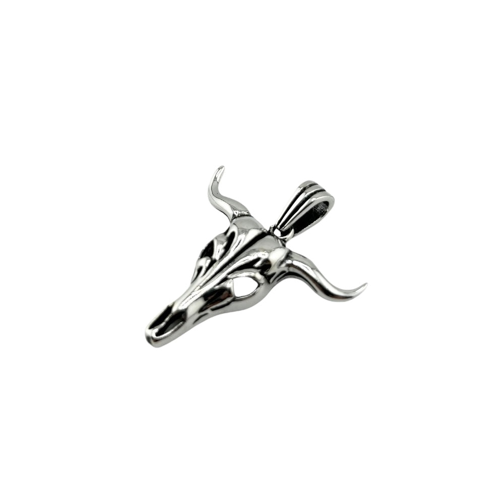 Sterling Silver Longhorn Skull Mens Pendant