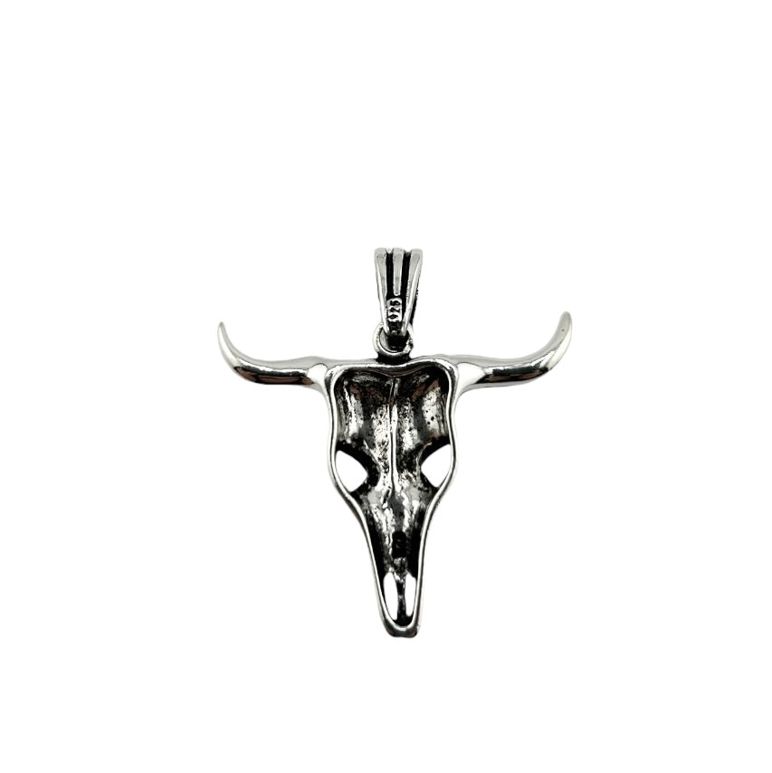 Sterling Silver Longhorn Skull Mens Pendant
