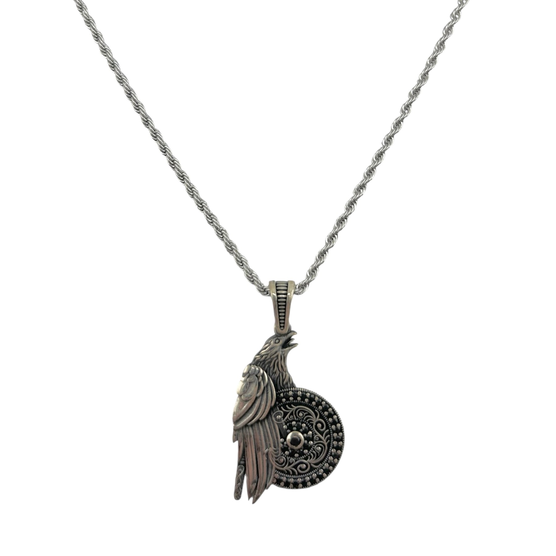 Sterling Silver CZ Eagle Mens Pendant