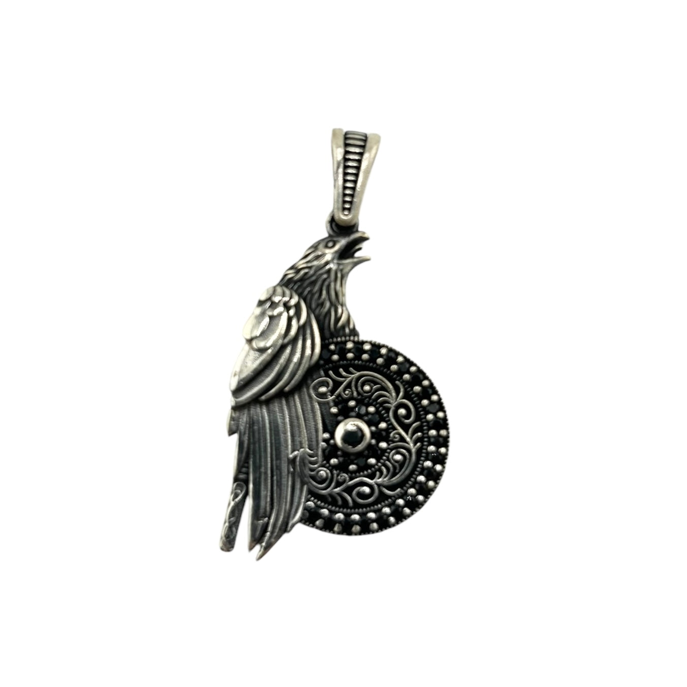 Sterling Silver CZ Eagle Mens Pendant