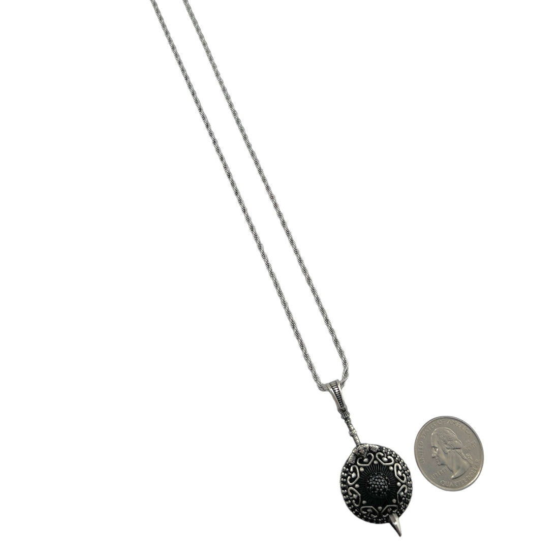 Sterling Silver CZ Sword Shield Mens Pendant