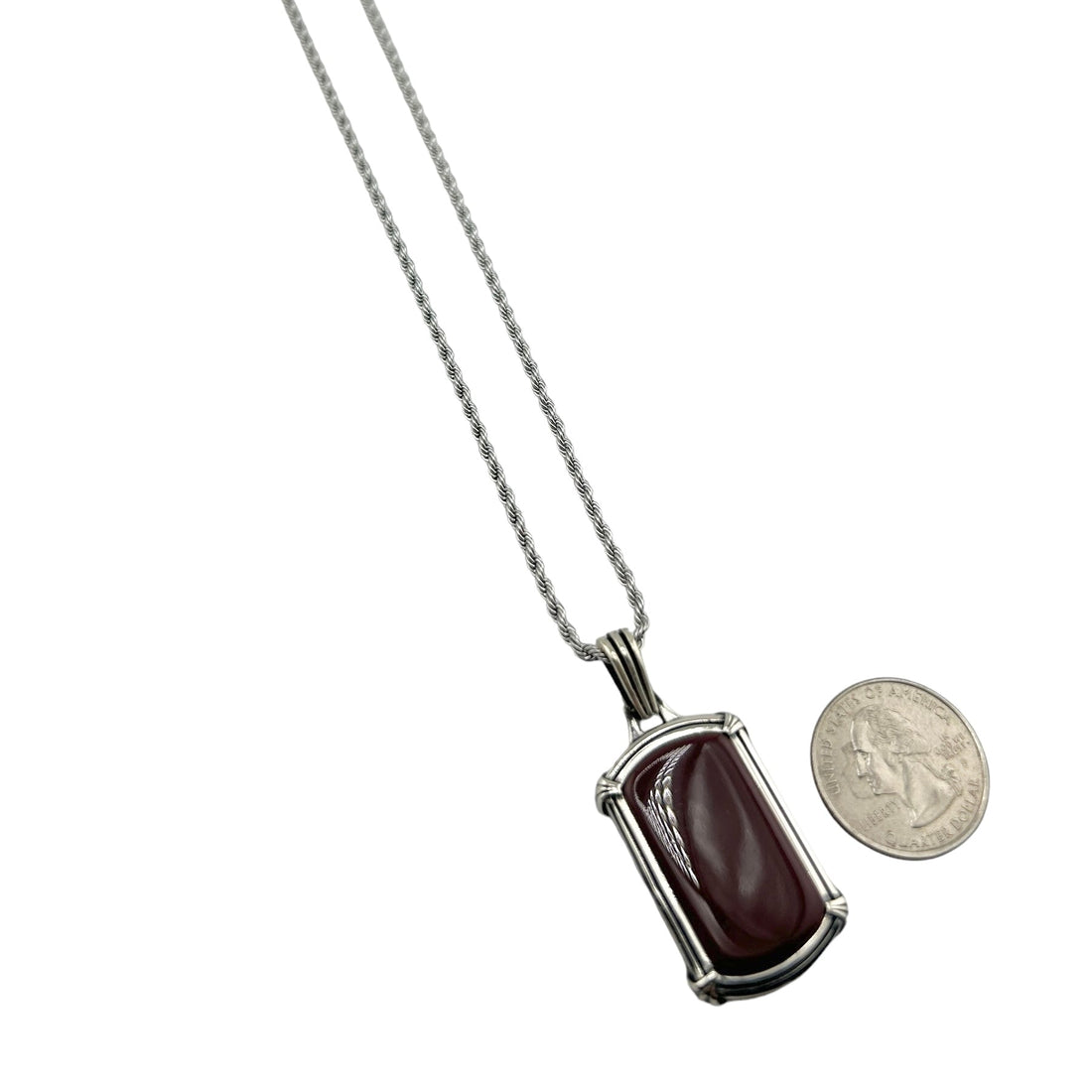 Sterling Silver Agate Mens Pendant
