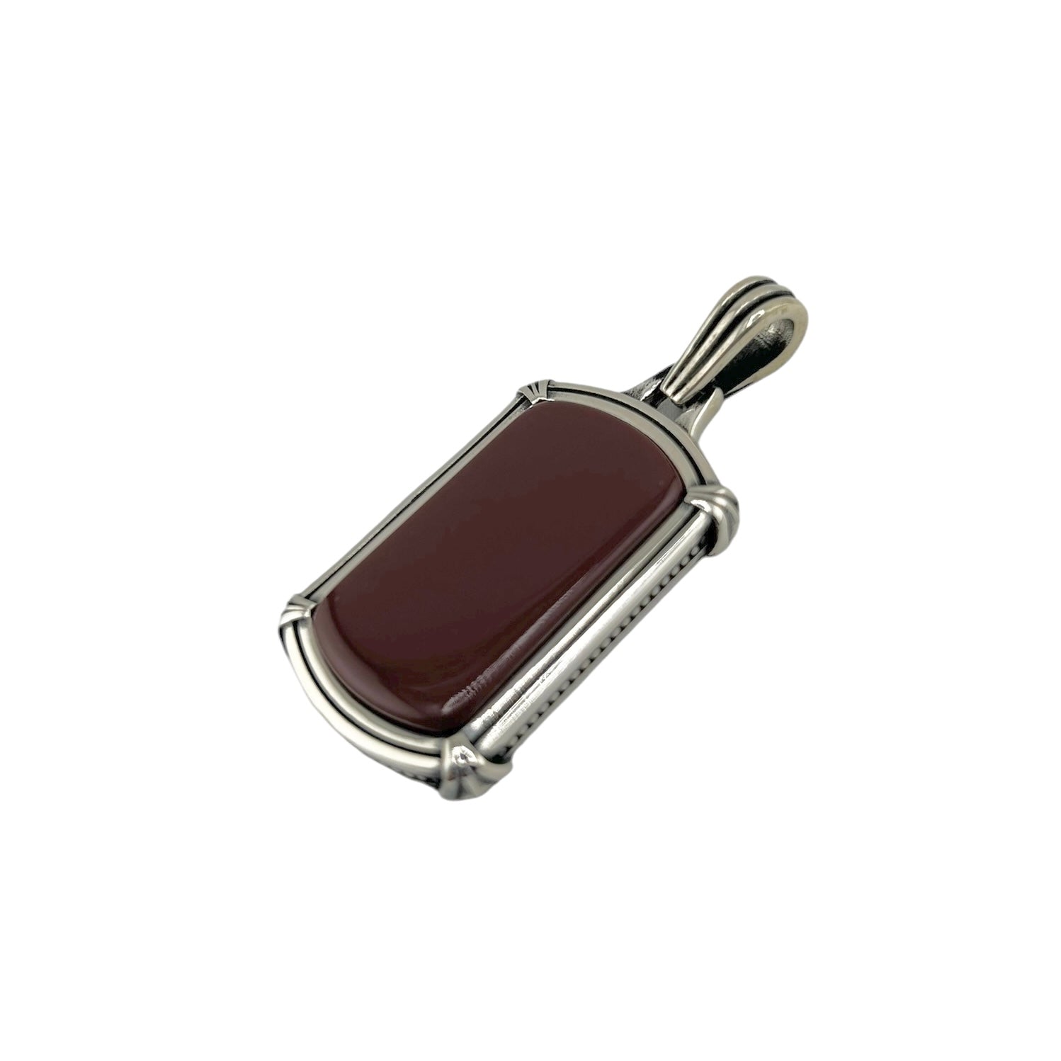 Sterling Silver Agate Mens Pendant