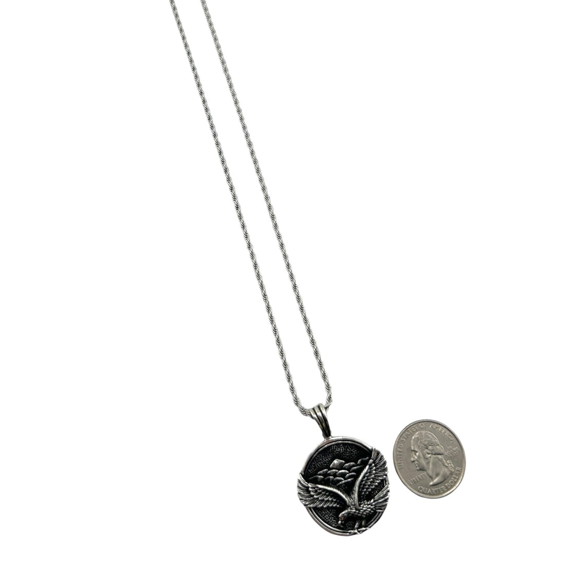 Sterling Silver Flying Eagle Mens Pendant