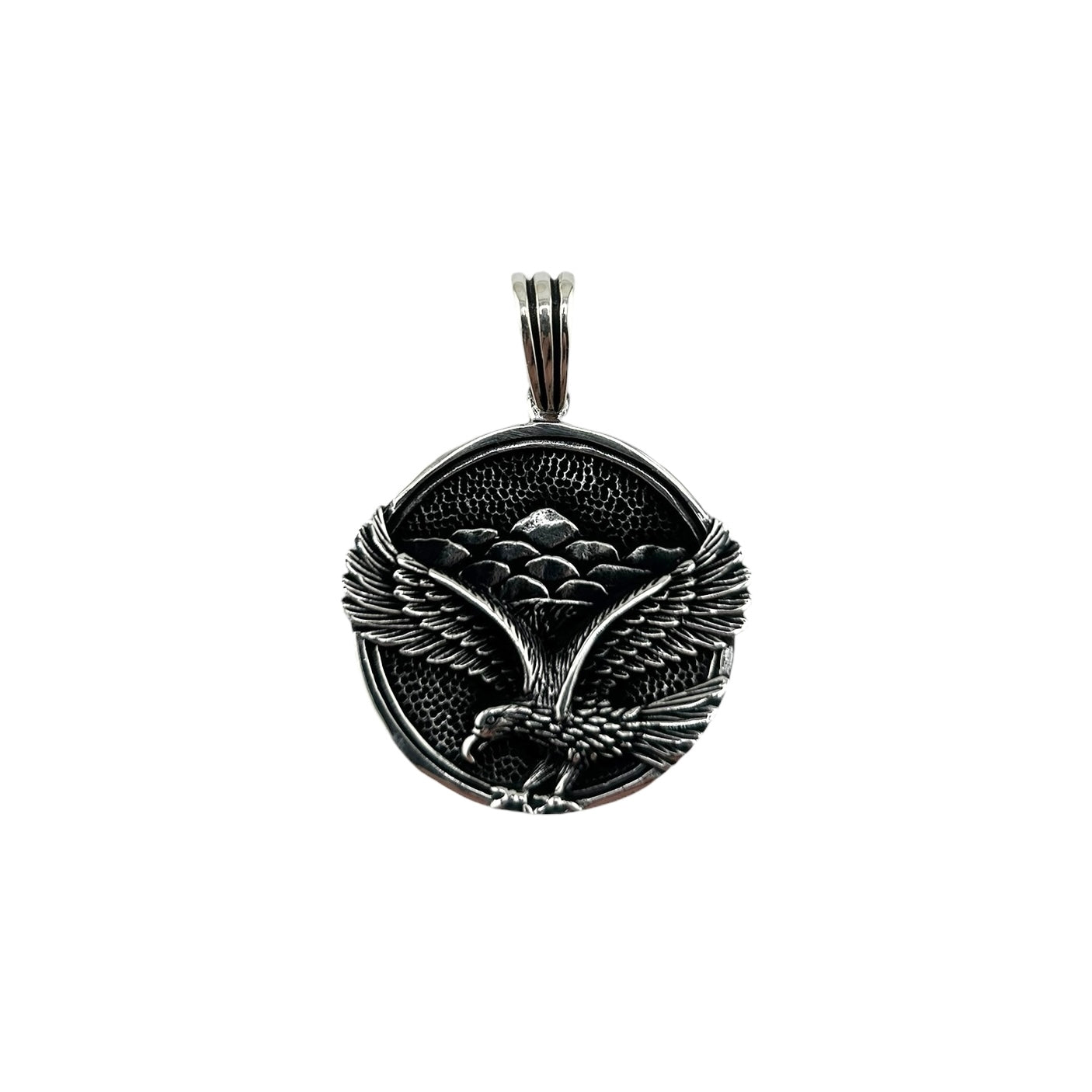 Sterling Silver Flying Eagle Mens Pendant