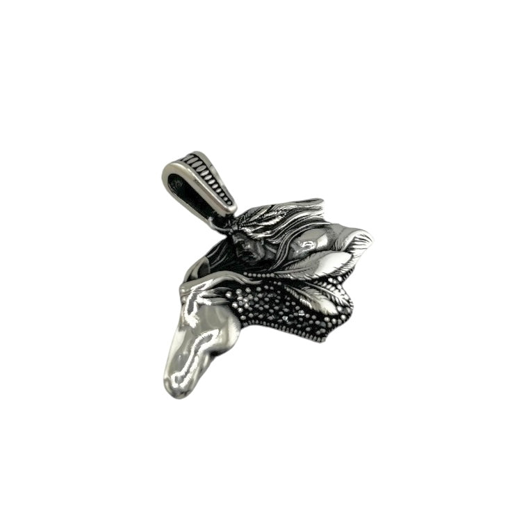 Sterling Silver CZ Horse Mens Pendant