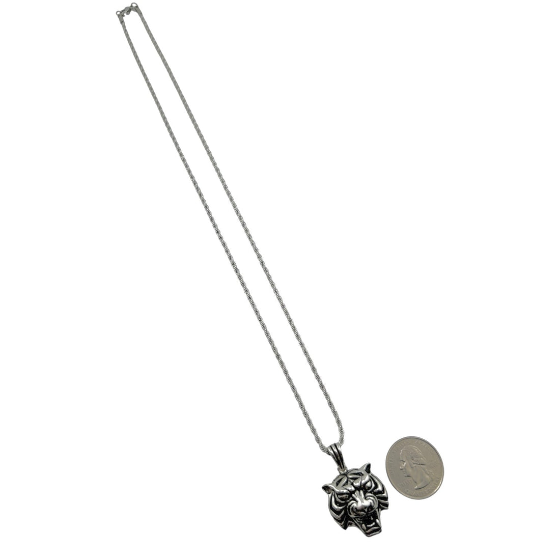 Sterling Silver Tiger Mens Pendant