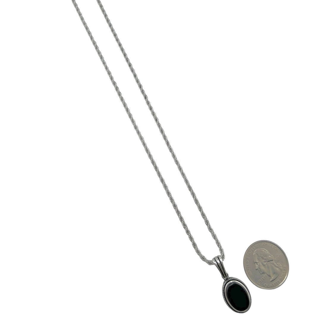Sterling Silver Oval Onyx Mens Pendant