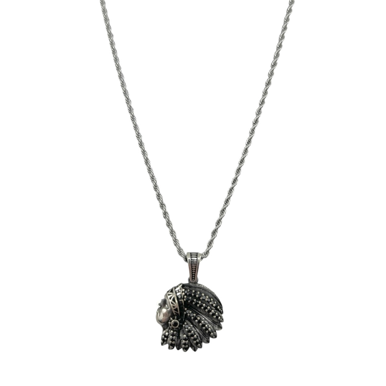 Sterling Silver CZ Chief Mens Pendant
