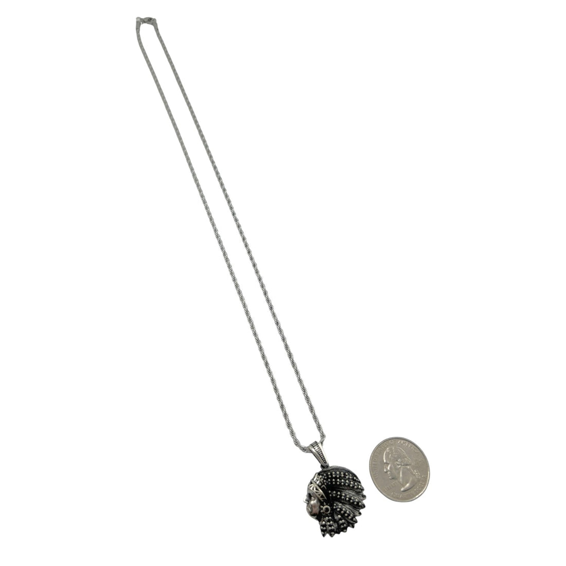 Sterling Silver CZ Chief Mens Pendant