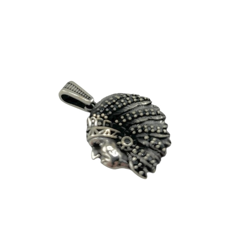 Sterling Silver CZ Chief Mens Pendant