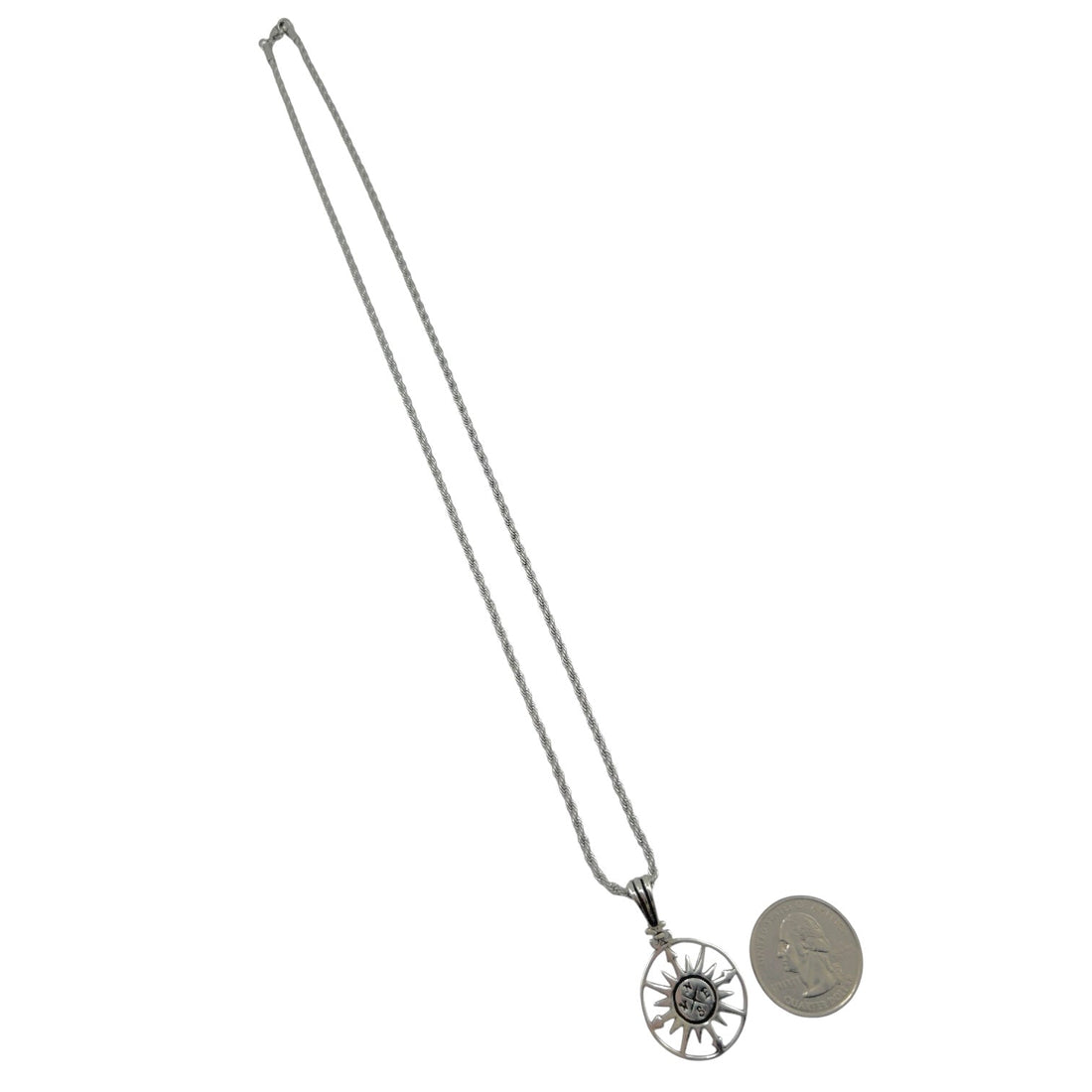 Sterling Silver Compass Mens Pendant