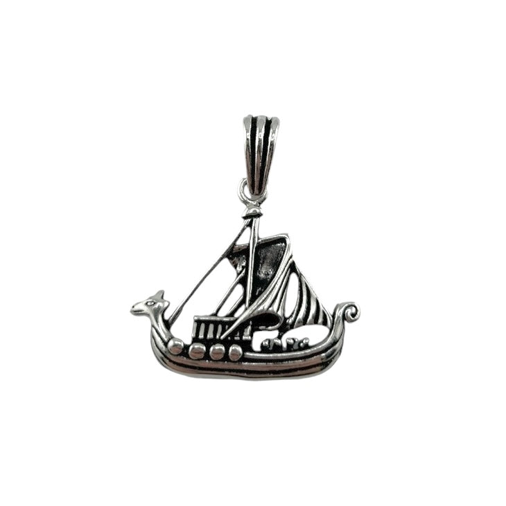 Sterling Silver Sailor Ship Mens Pendant