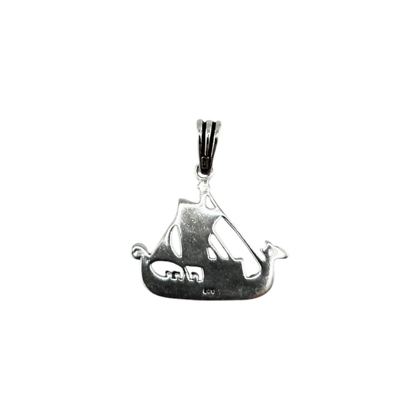 Sterling Silver Sailor Ship Mens Pendant