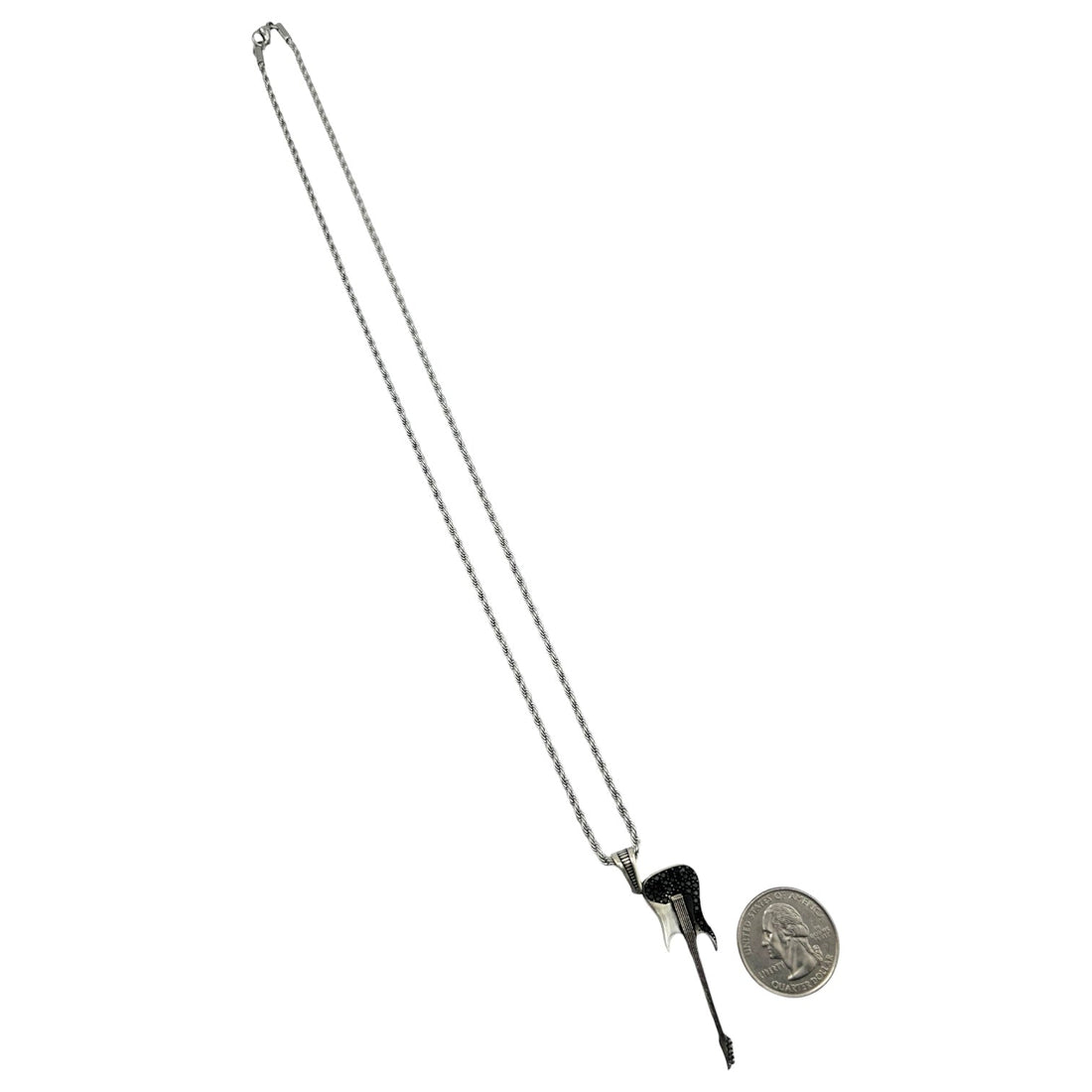 Sterling Silver CZ Guitar Mens Pendant