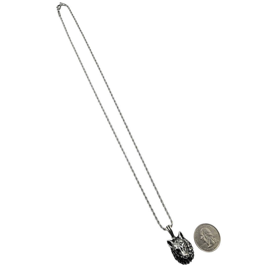 Sterling Silver Wolf Mens Pendant