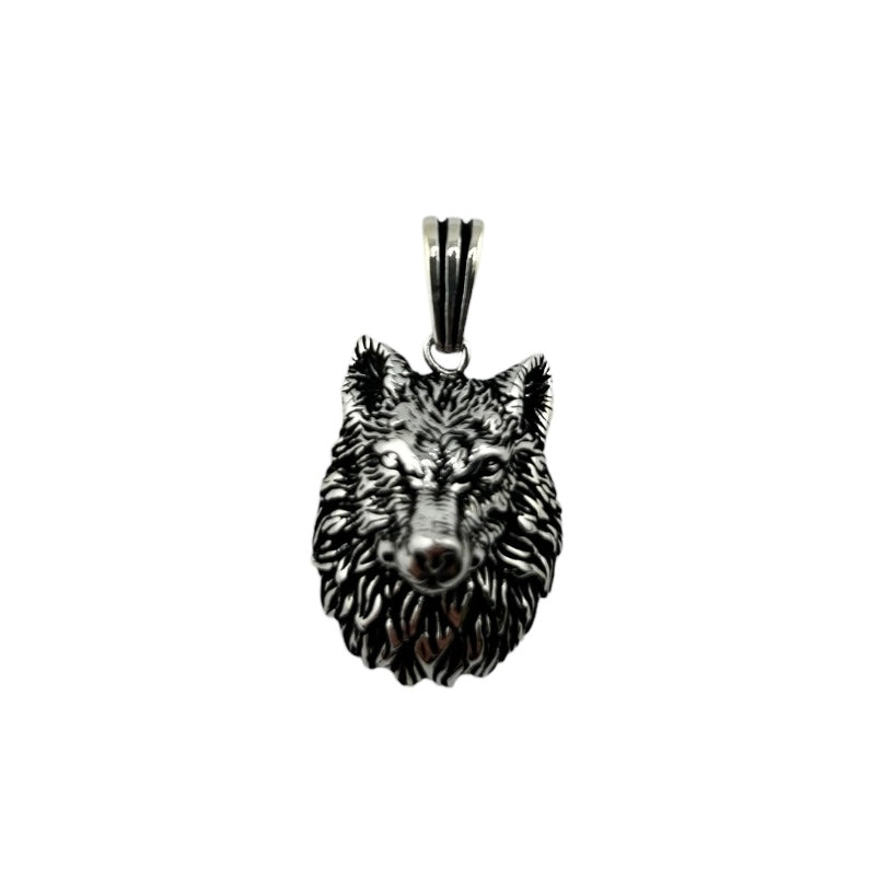 Sterling Silver Wolf Mens Pendant