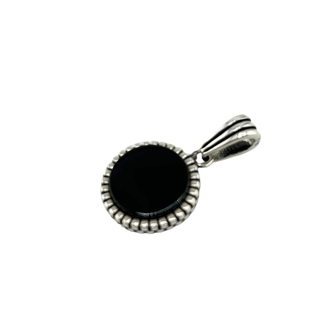 Sterling Silver Round Onyx Mens Pendant
