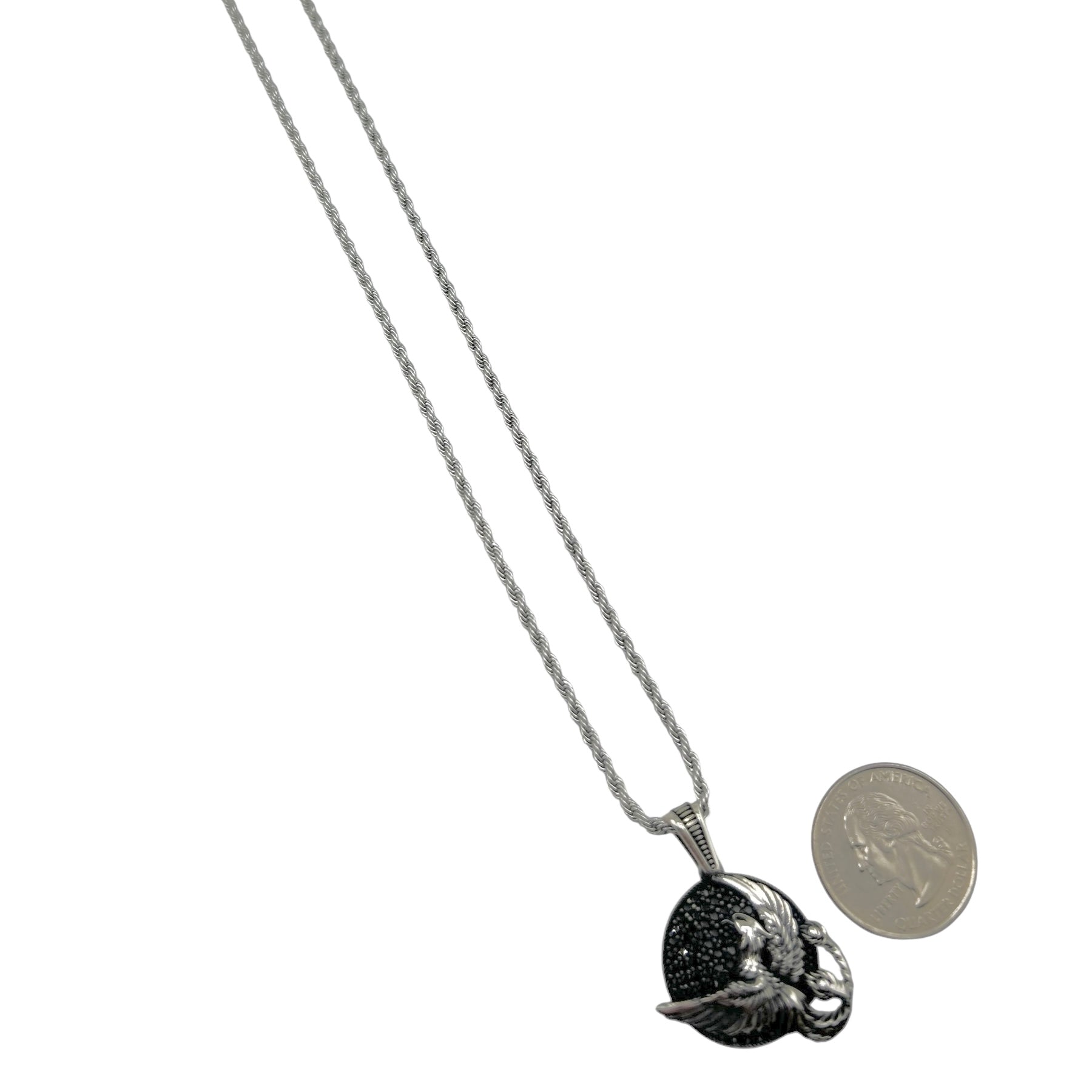 Sterling Silver CZ Dragon Mens Pendant