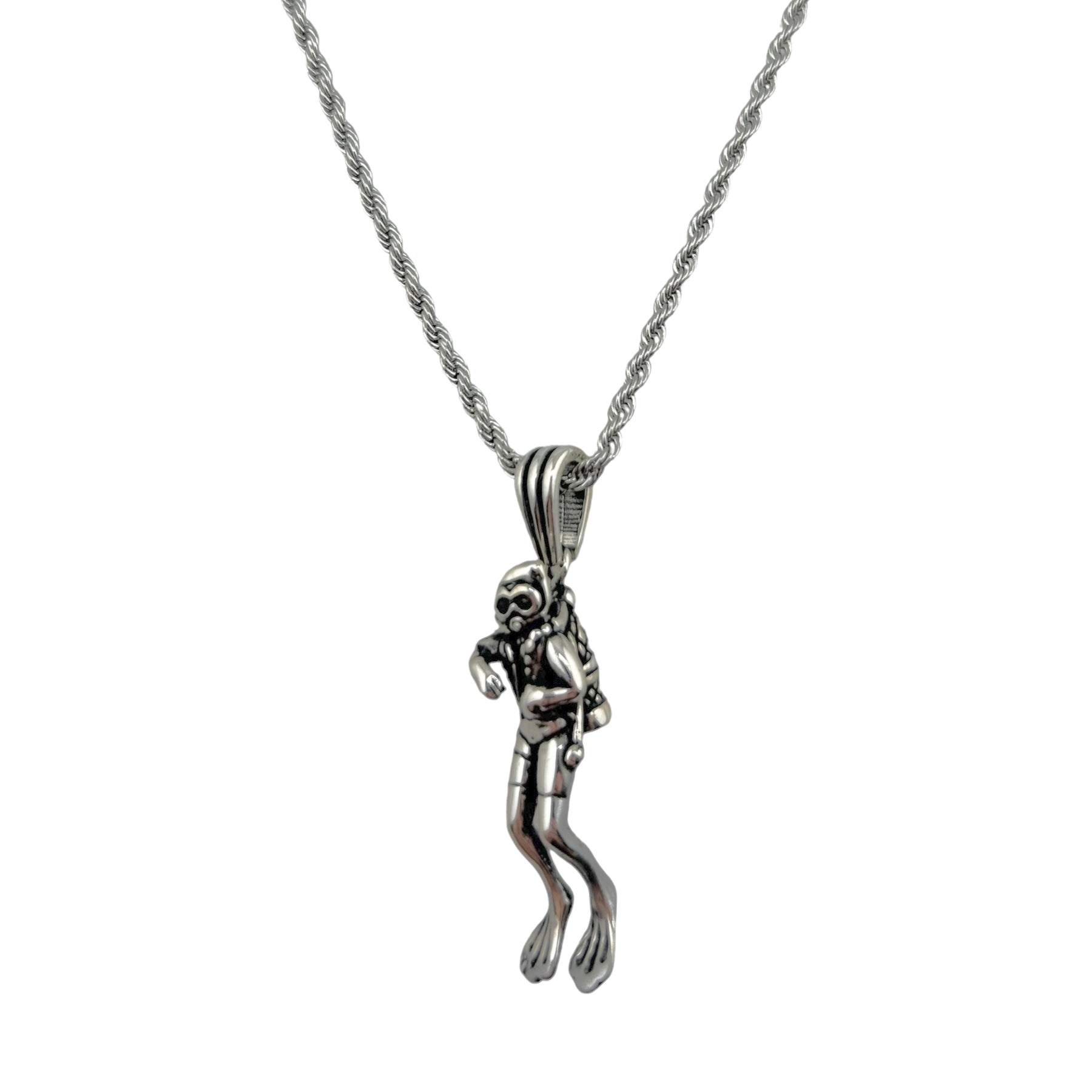 Sterling Silver Diver Mens Pendant