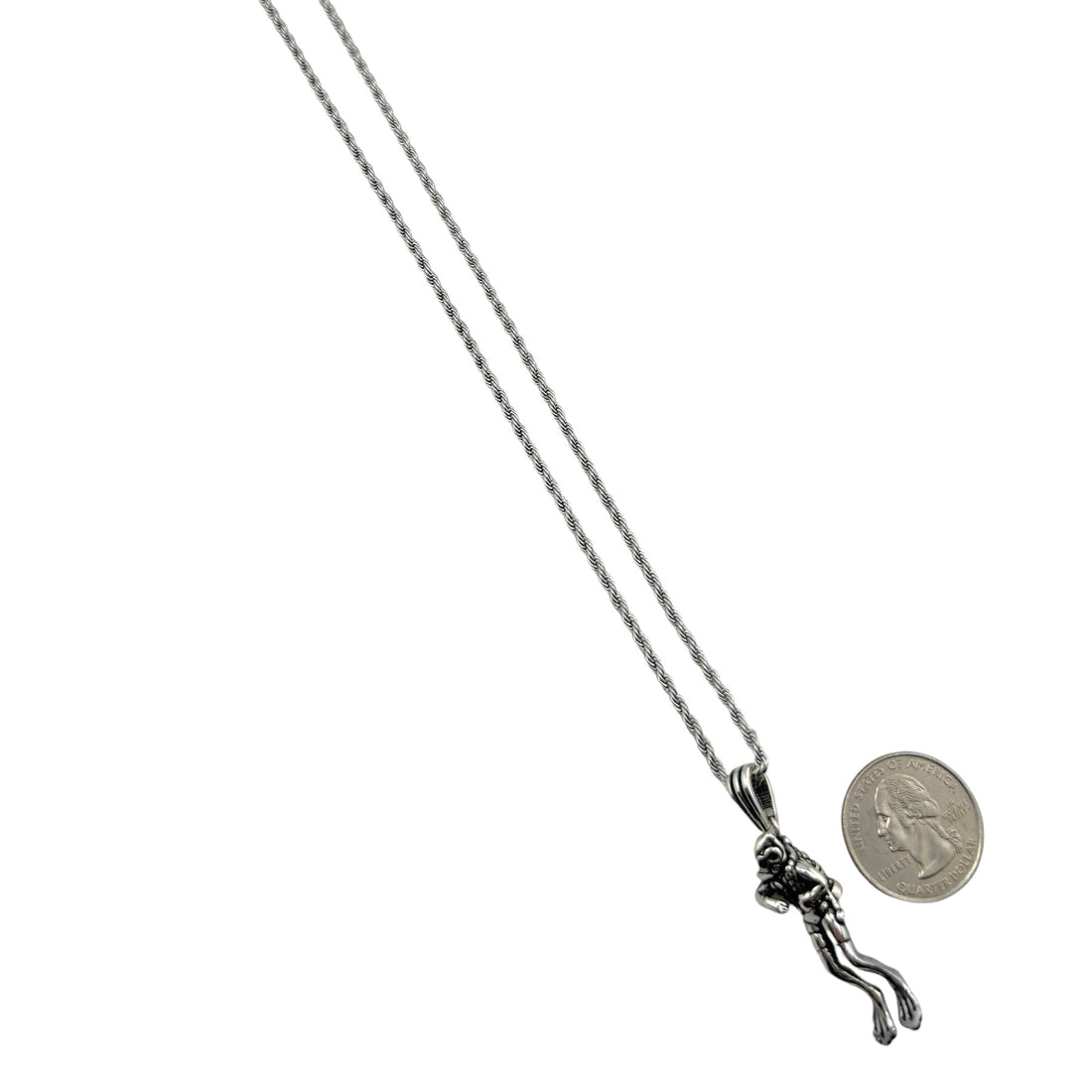 Sterling Silver Diver Mens Pendant