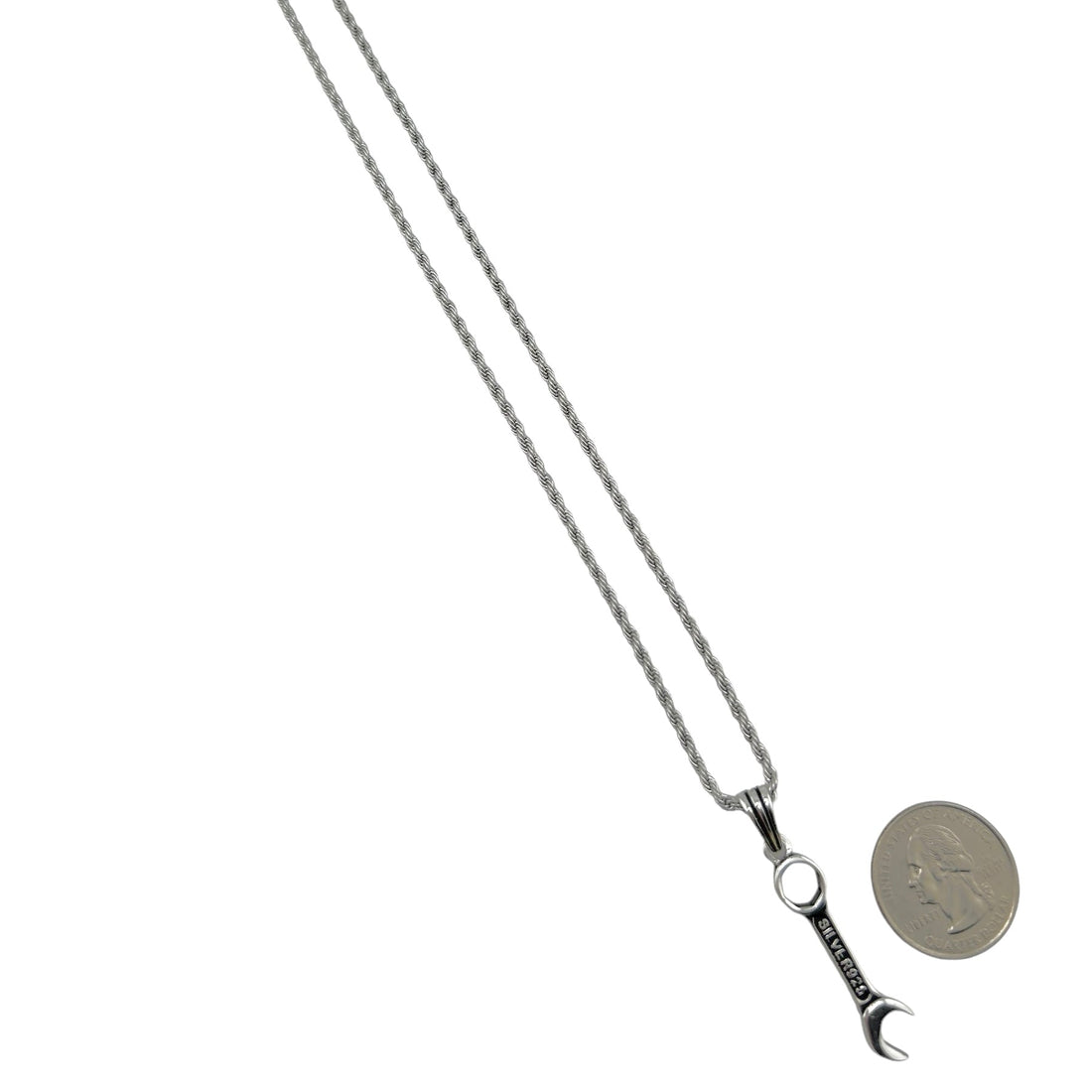 Sterling Silver Wrench Mens Pendant