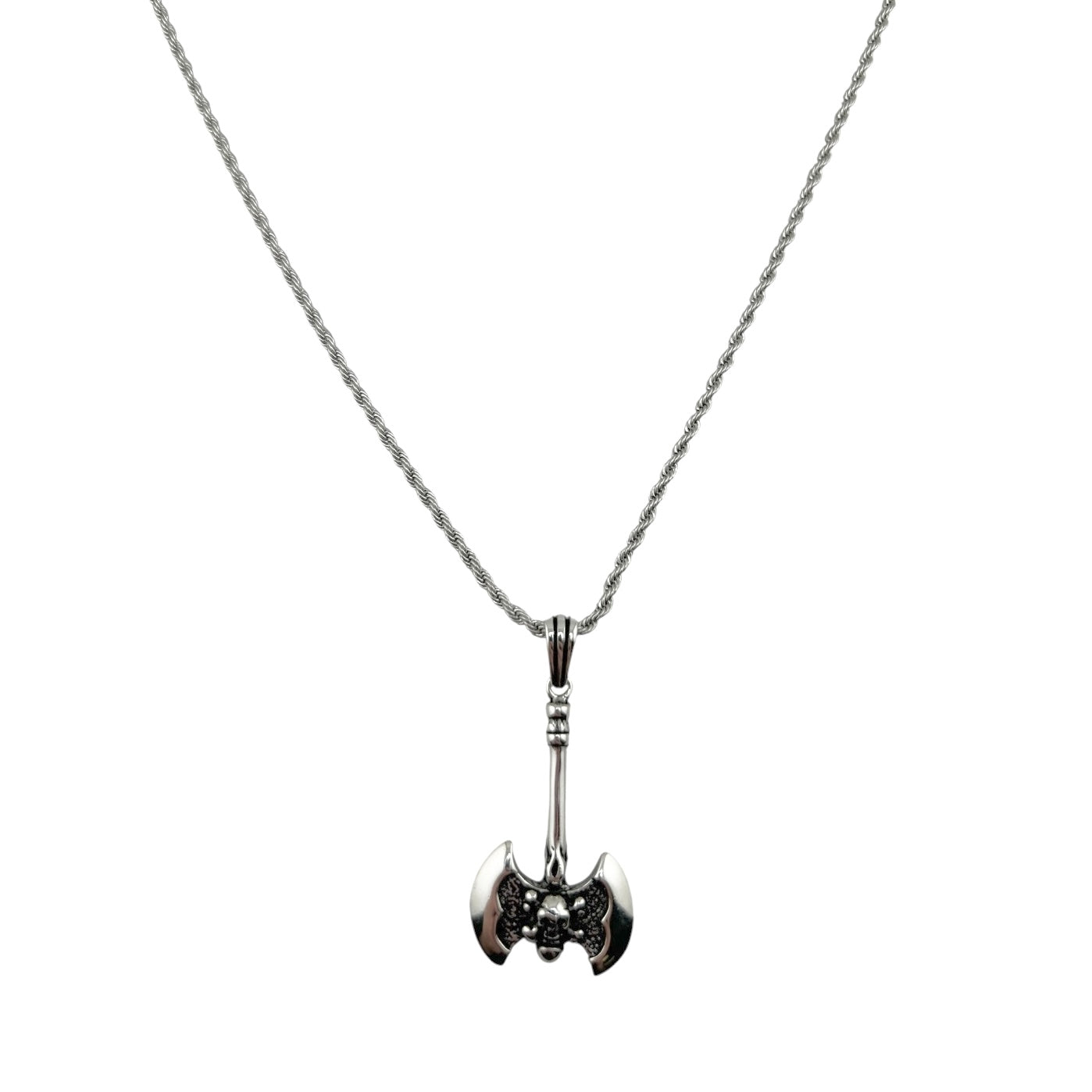 Sterling Silver Skull Ax Mens Pendant