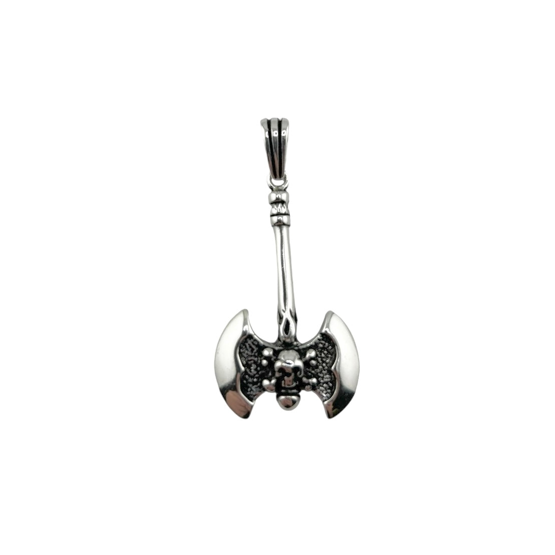 Sterling Silver Skull Ax Mens Pendant