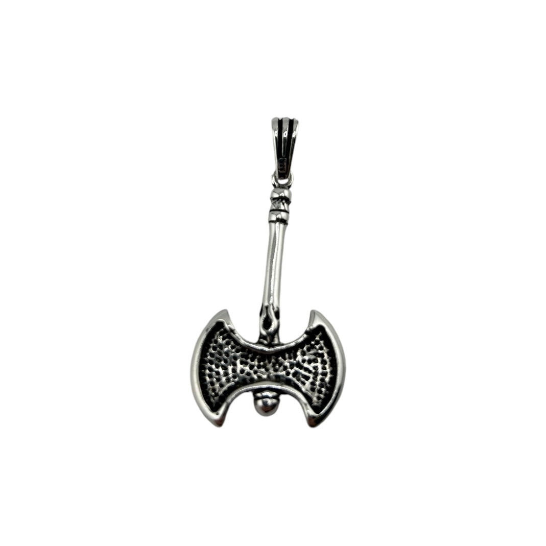 Sterling Silver Skull Ax Mens Pendant