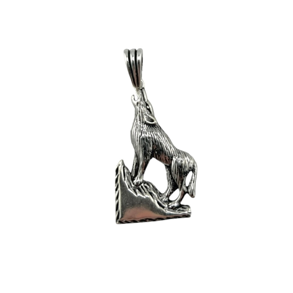 Sterling Silver Coyote Mens Pendant