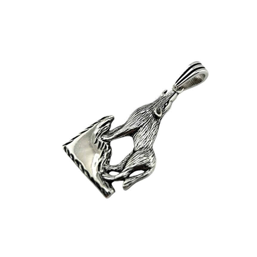 Sterling Silver Coyote Mens Pendant