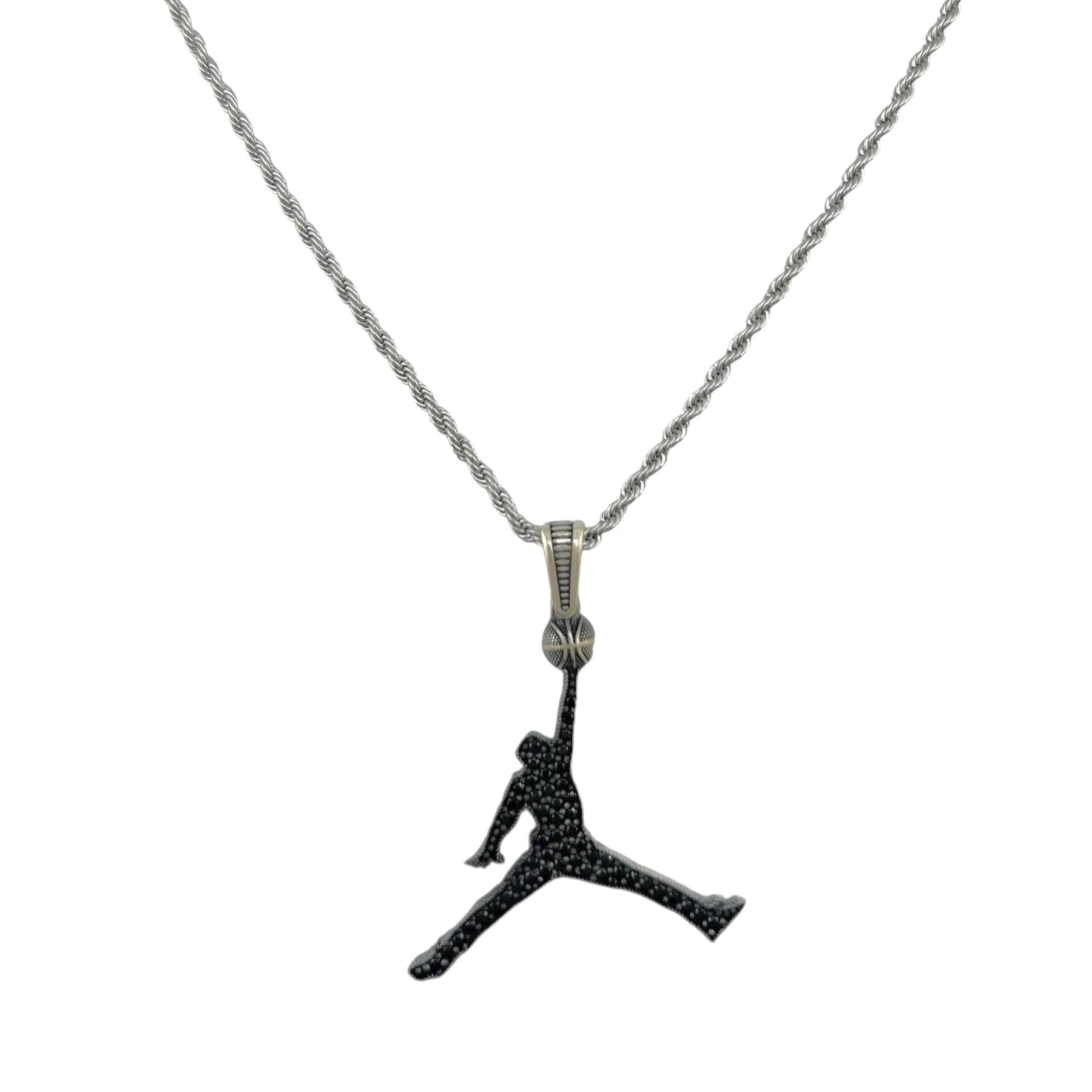 Sterling Silver CZ Hooper Mens Pendant