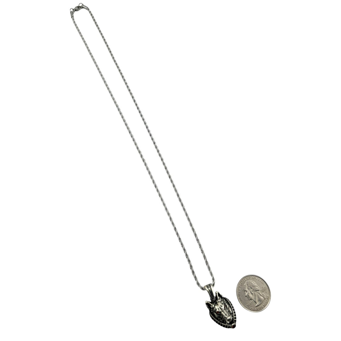 Sterling Silver Wolf Mens Pendant