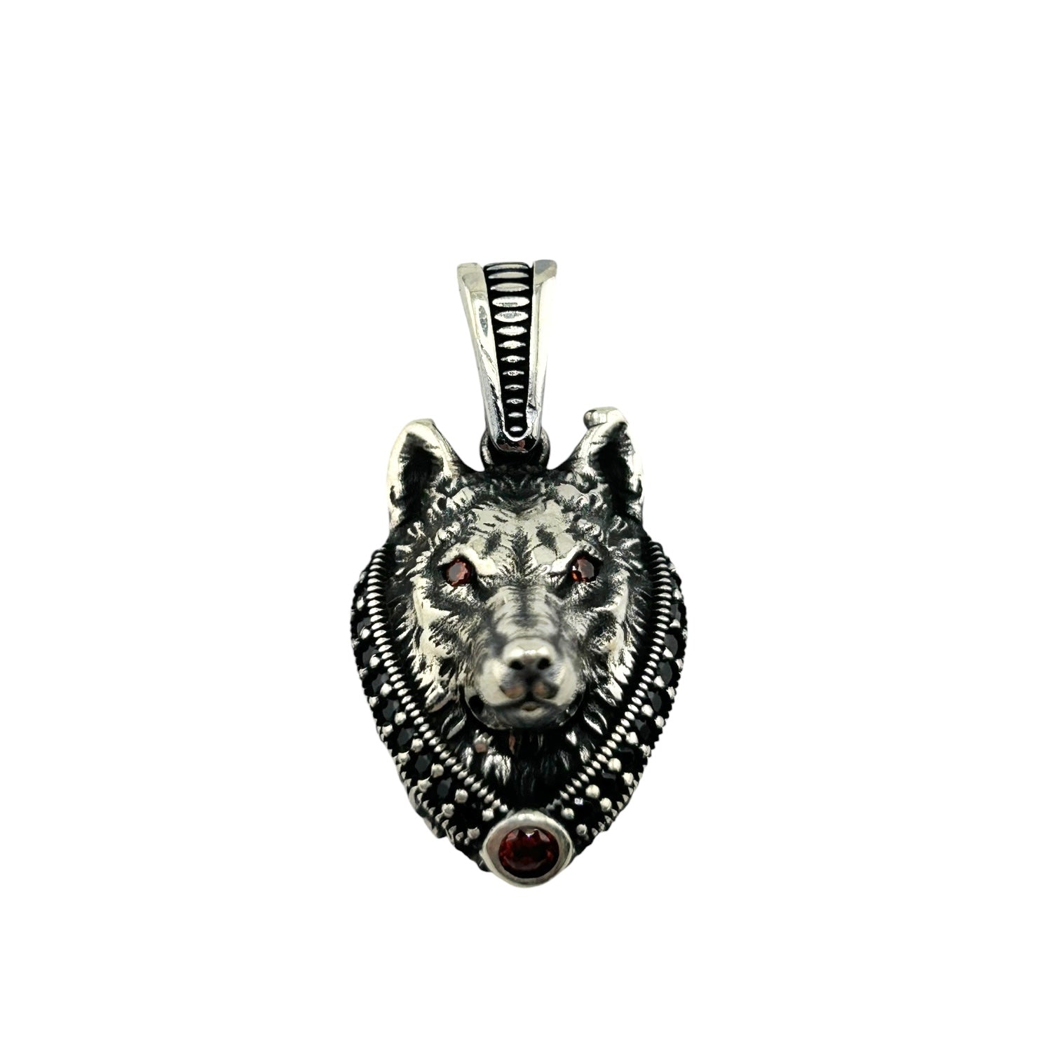 Sterling Silver Wolf Mens Pendant