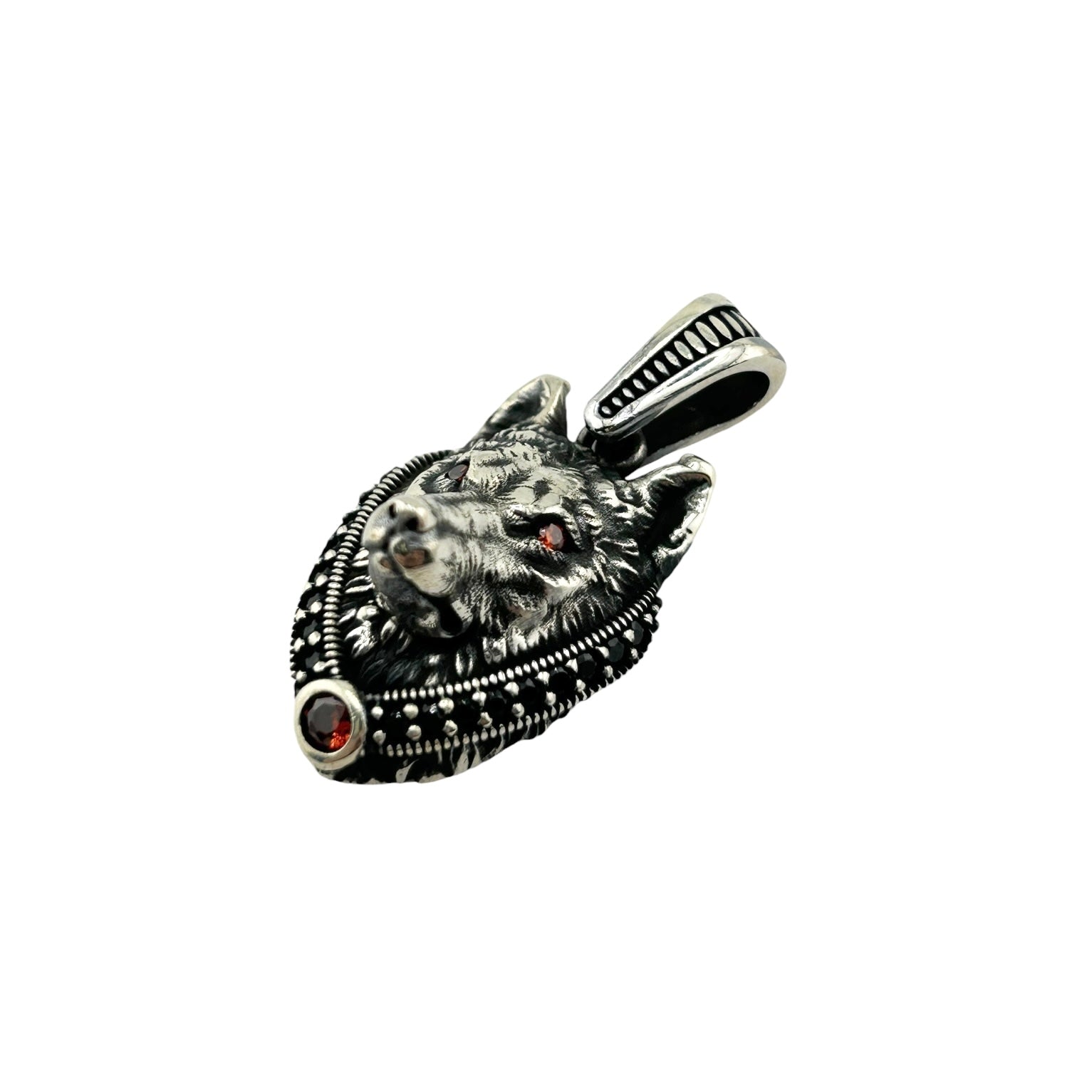Sterling Silver Wolf Mens Pendant