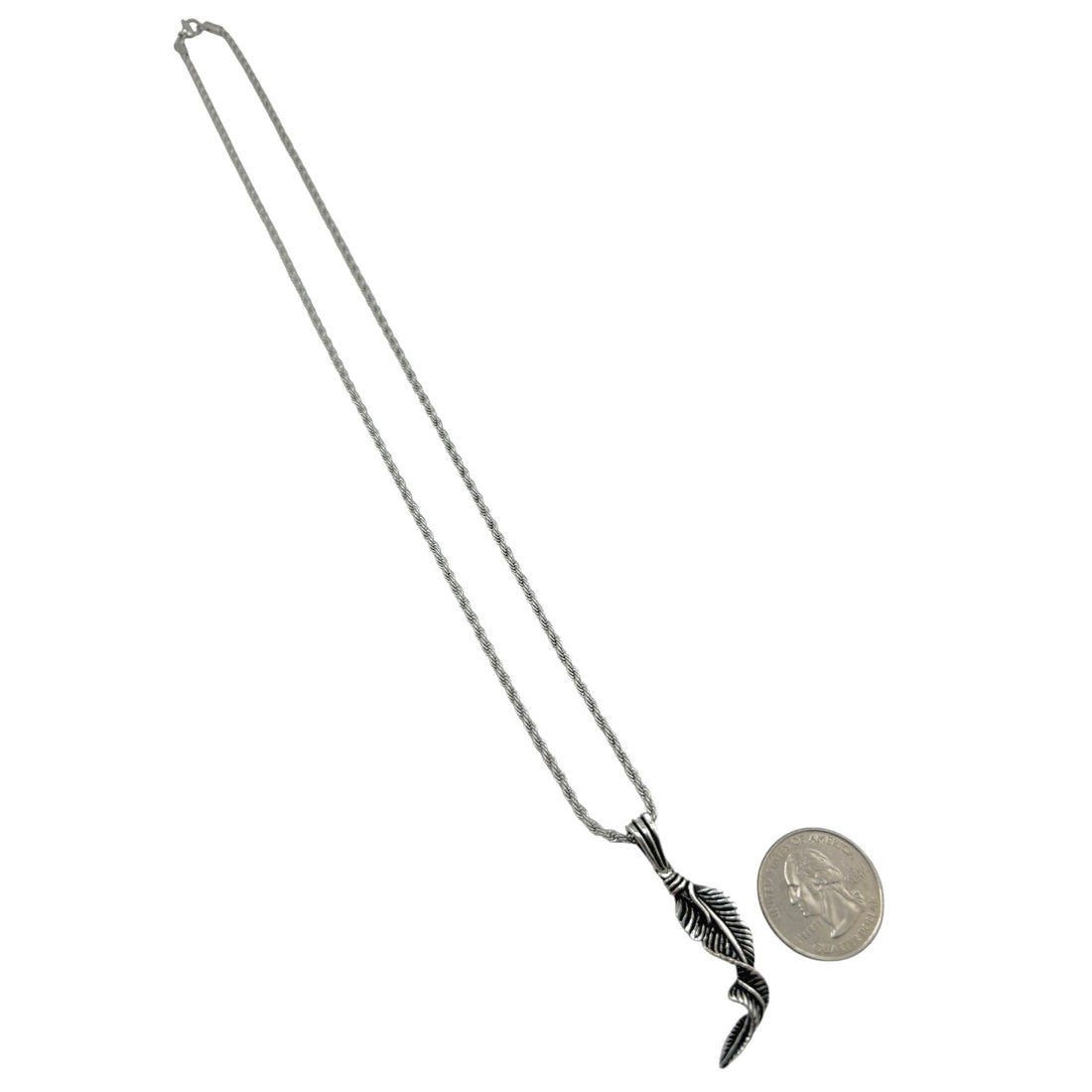 Sterling Silver Leaf Mens Pendant