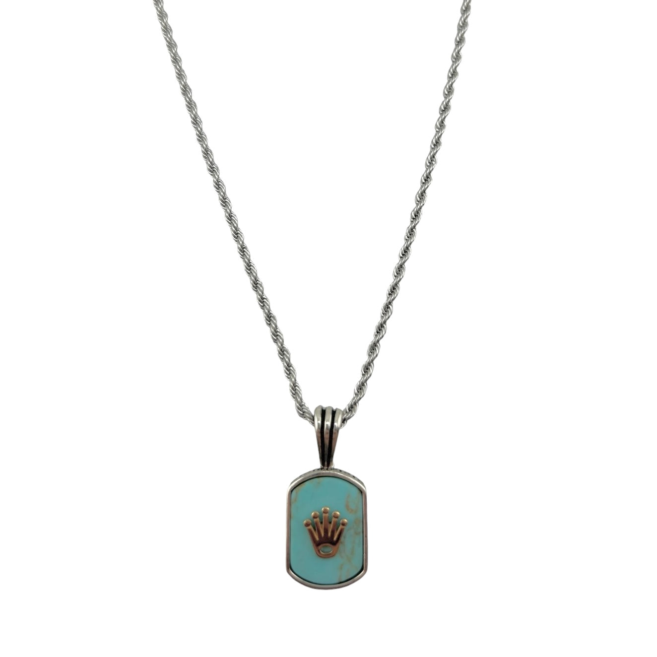 Sterling Silver Light Turquoise Mens Pendant
