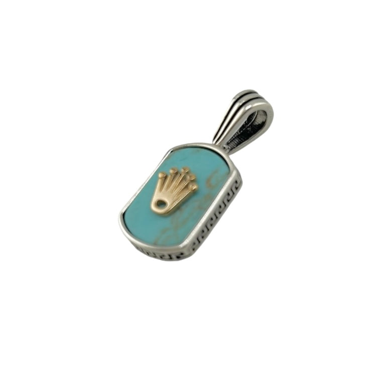 Sterling Silver Light Turquoise Mens Pendant