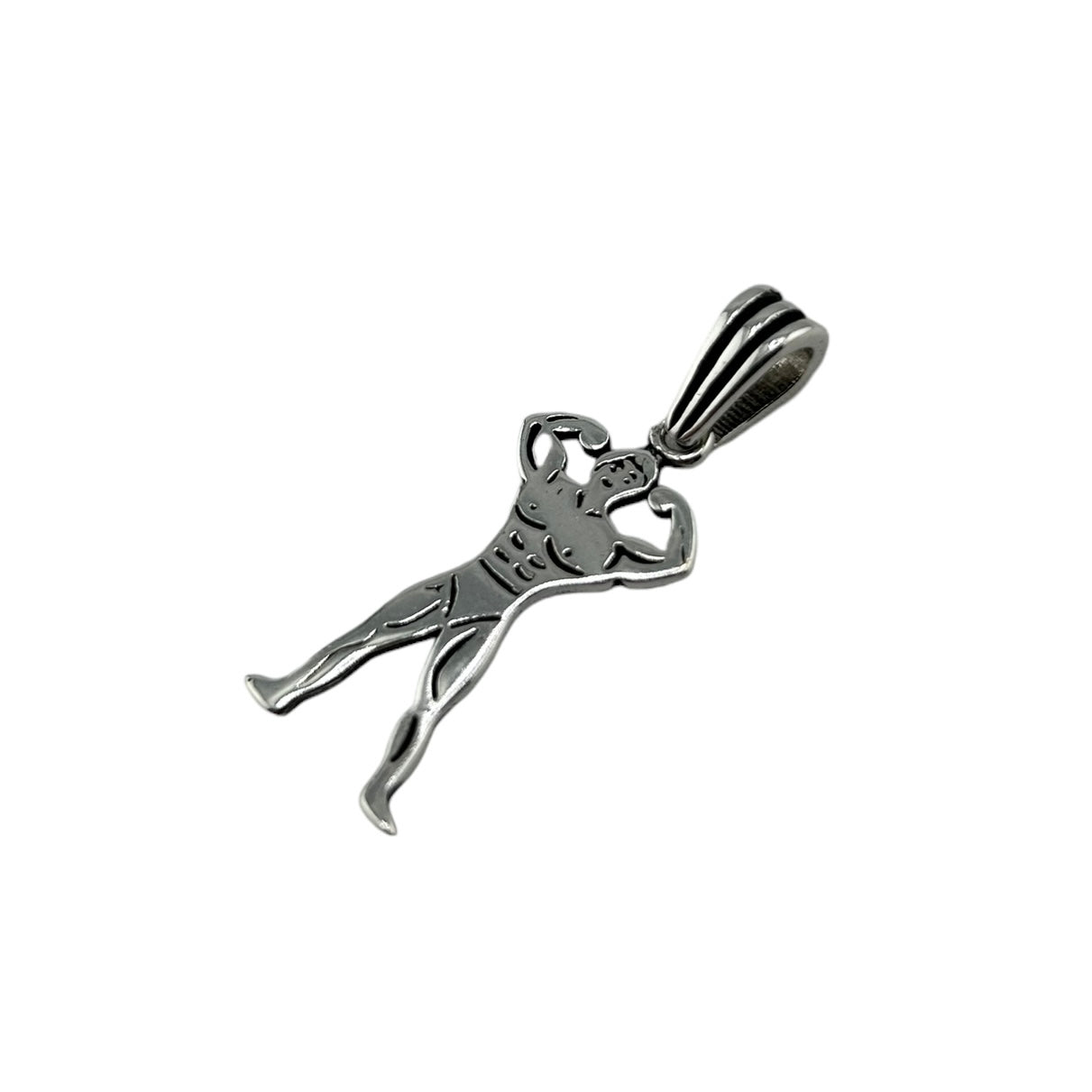Sterling Silver Body Builder Mens Pendant