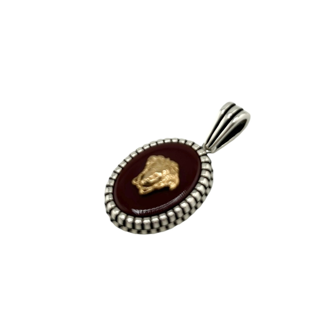 Sterling Silver Agate Mens Pendant