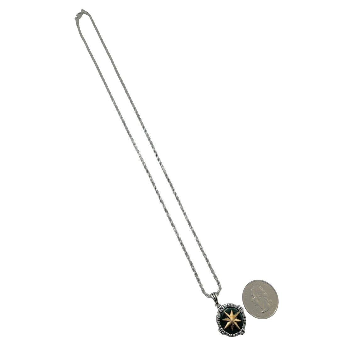 Sterling Silver Malachite Compass Mens Pendant