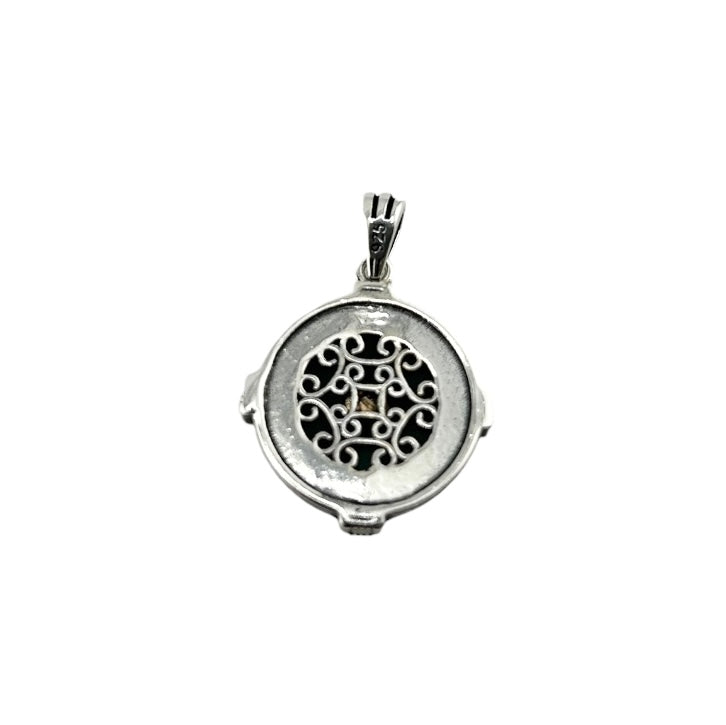Sterling Silver Malachite Compass Mens Pendant