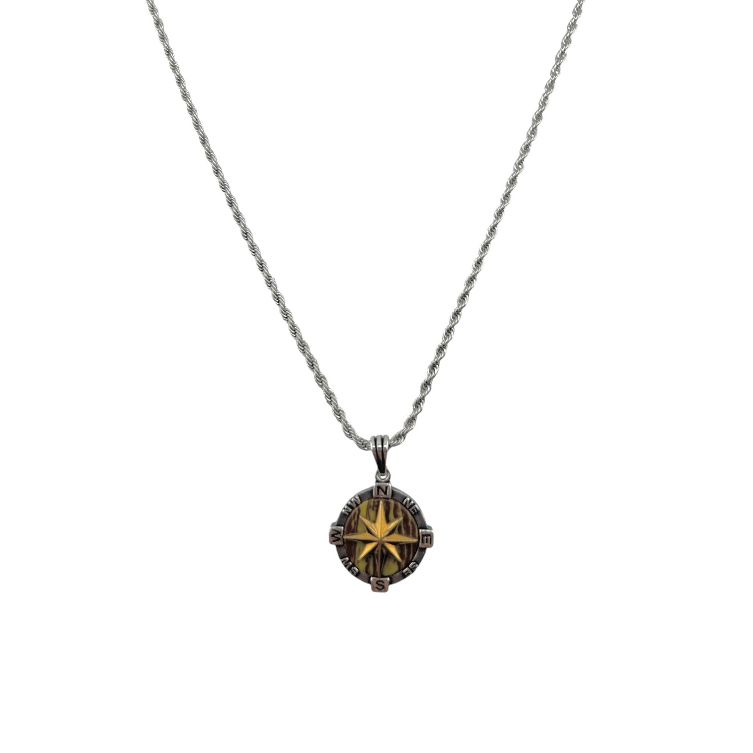 Sterling Silver Compass Mens Pendant