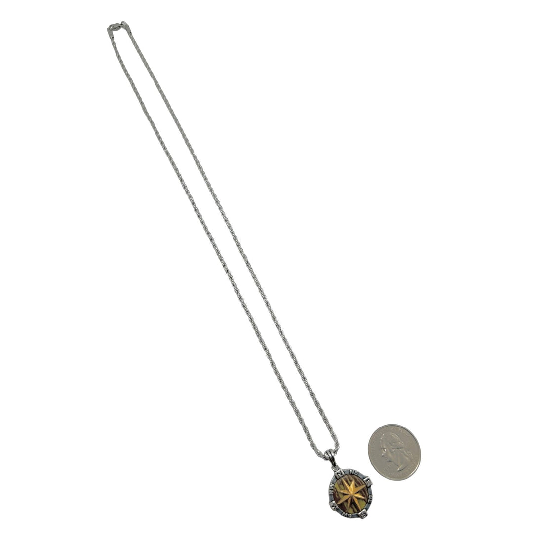 Sterling Silver Compass Mens Pendant