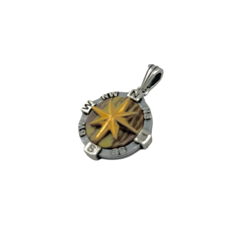 Sterling Silver Compass Mens Pendant