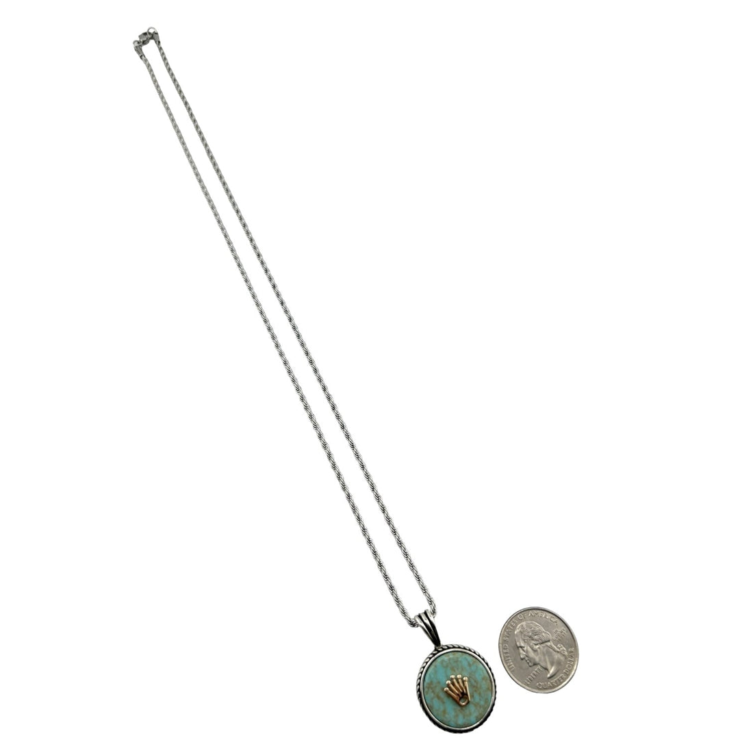 Sterling Silver Light Turquoise Mens Pendant